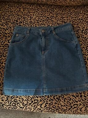 Copper Key Dark Blue Denim A-Line Skirt